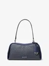 Michael Kors Outlet Cecily Medium Signature Logo Shoulder Bag In Blue