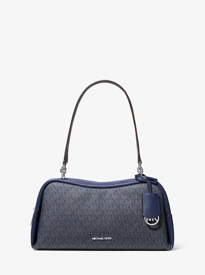 Michael Kors Outlet Cecily Medium Signature Logo Shoulder Bag In Blue