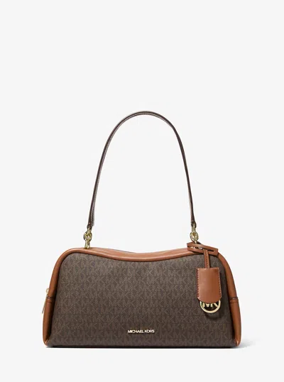 Michael Kors Outlet Cecily Medium Signature Logo Shoulder Bag In Brown
