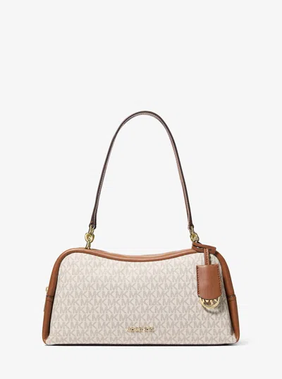 Michael Kors Outlet Cecily Medium Signature Logo Shoulder Bag In Neutral