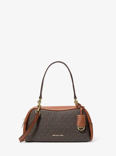 Michael Kors Outlet Cecily Small Signature Logo Shoulder Bag In Brown