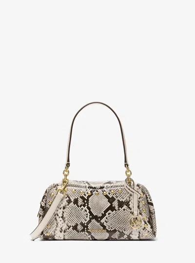Michael Kors Outlet Cecily Small Studded Snake Embossed Shoulder Bag In Multi