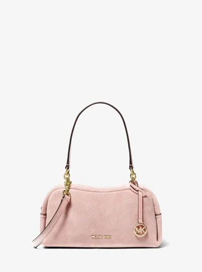 Michael Kors Outlet Cecily Small Suede Shoulder Bag In Pink