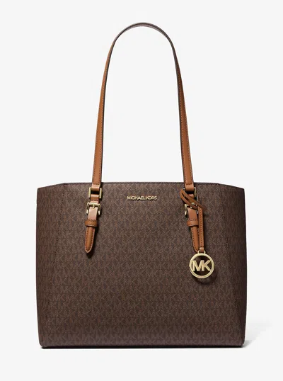 Michael Kors Outlet Charlotte Large 3-in-1 Signature Logo Tote Bag In Brown