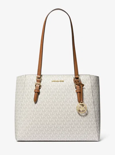 Michael Kors Outlet Charlotte Large 3-in-1 Signature Logo Tote Bag In White