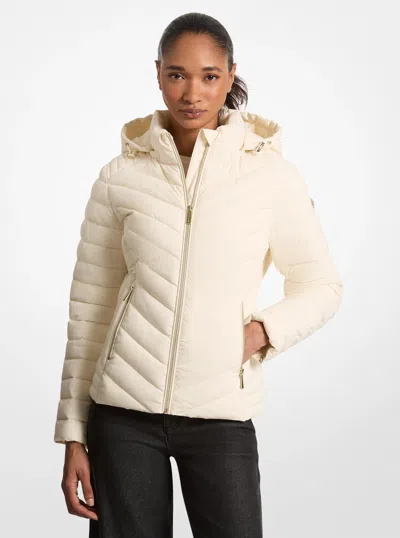 Michael Kors Outlet Chevron Quilted Jacket In Beige