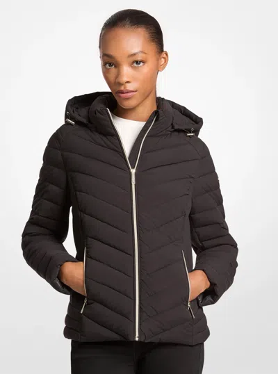 Michael Kors Outlet Chevron Quilted Jacket In Black
