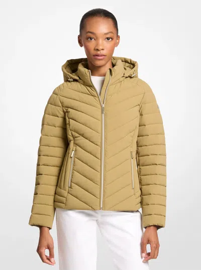 Michael Kors Outlet Chevron Quilted Jacket In Green