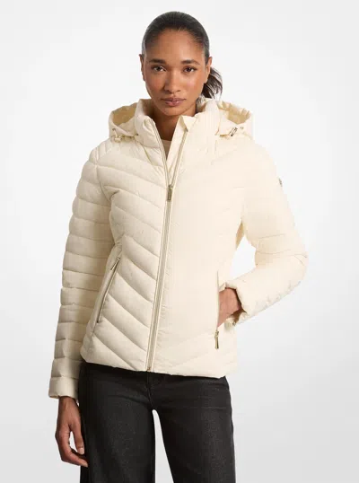 Michael Kors Outlet Chevron Quilted Jacket In Natural