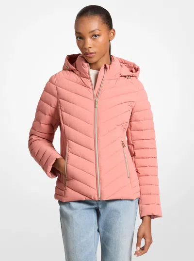 Michael Kors Outlet Chevron Quilted Jacket In Pink
