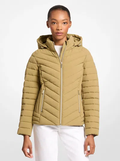 Michael Kors Outlet Chevron Quilted Jacket In Yellow