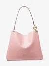 Michael Kors Outlet Christina Large Pebbled Leather Shoulder Bag In Pink