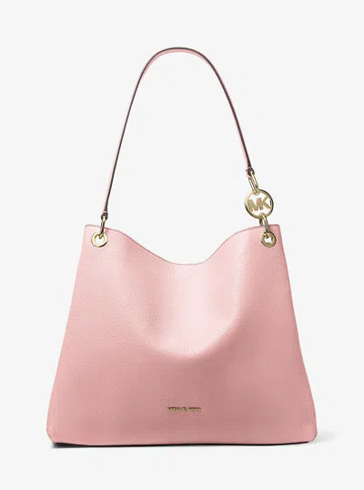 Michael Kors Outlet Christina Large Pebbled Leather Shoulder Bag In Pink