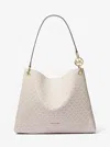 Michael Kors Outlet Christina Large Signature Logo Shoulder Bag In Neutral