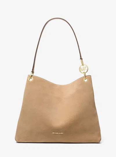 Michael Kors Outlet Christina Large Suede Shoulder Bag In Brown