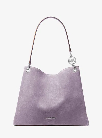 Michael Kors Outlet Christina Large Suede Shoulder Bag In Purple
