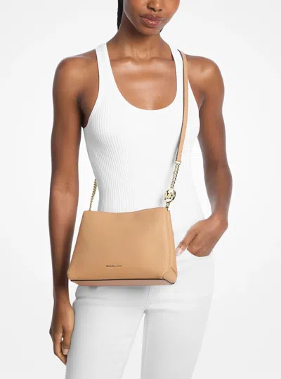 Michael Kors Outlet Christina Small Pebbled Leather Crossbody Bag In Brown