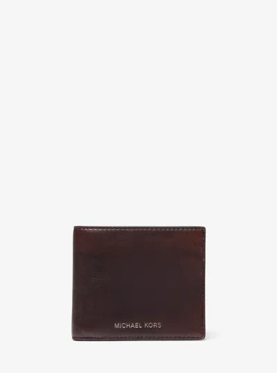 Michael Kors Outlet Cooper Burnished Billfold Wallet In Gold