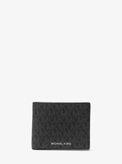 Michael Kors Outlet Cooper Logo Billfold Wallet With Passcase In Black