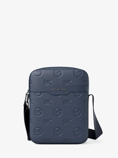 Michael Kors Outlet Cooper Logo Debossed Flight Bag In Blue