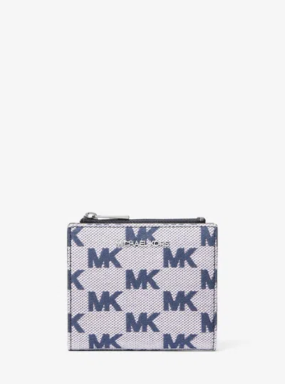 Michael Kors Outlet Cooper Logo Jacquard Wallet In Blue