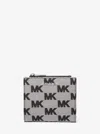 Michael Kors Outlet Cooper Logo Jacquard Wallet In Gray