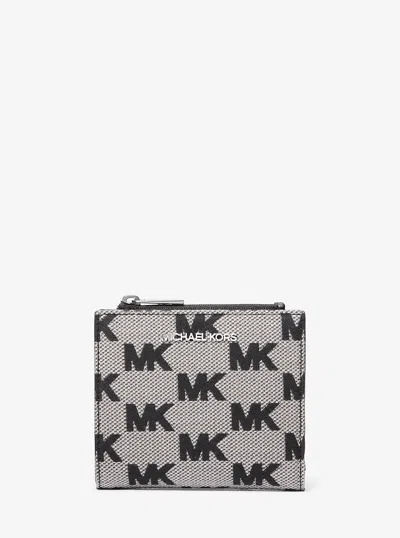 Michael Kors Outlet Cooper Logo Jacquard Wallet In Gray