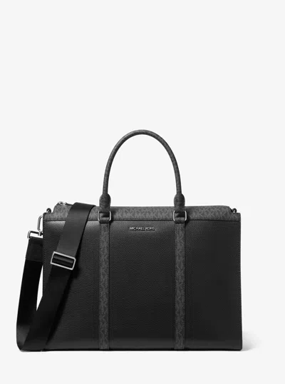 Michael Kors Outlet Cooper Pebbled Leather And Signature Logo Briefcase