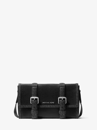Michael Kors Outlet Cooper Pebbled Leather And Signature Logo Trunk Crossbody Bag