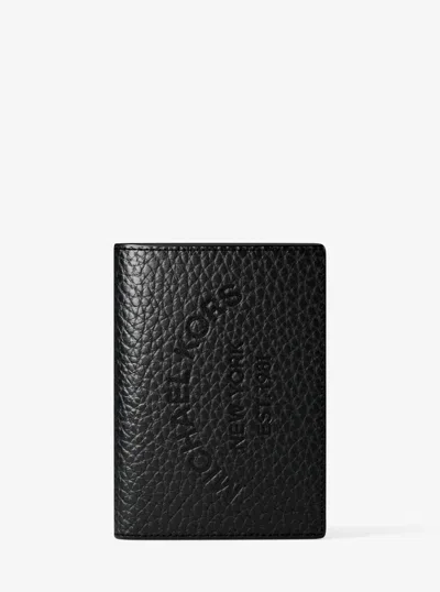 Michael Kors Outlet Cooper Pebbled Leather Bi-fold Card Case In Black