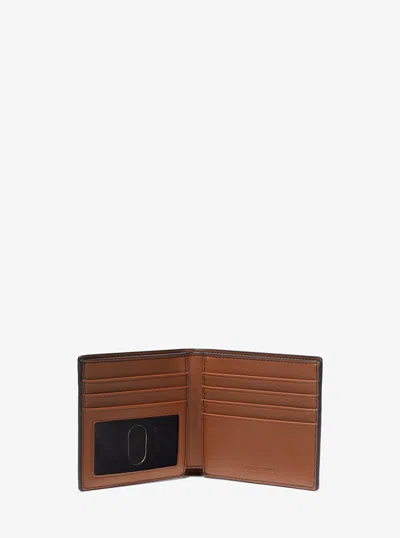 Michael Kors Outlet Cooper Pebbled Leather Billfold Wallet In Brown