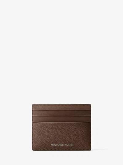 Michael Kors Outlet Cooper Pebbled Leather Card Case In Brown