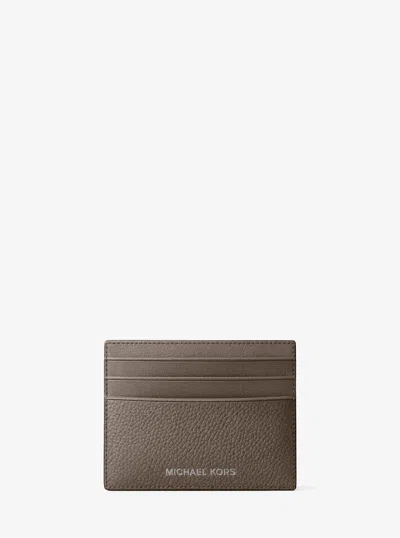 Michael Kors Outlet Cooper Pebbled Leather Card Case In Grey
