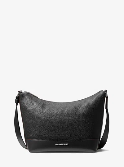 Michael Kors Outlet Cooper Pebbled Leather Crescent Bag In Black