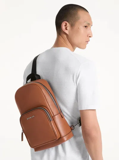 Michael Kors Outlet Cooper Pebbled Leather Sling Pack In Brown