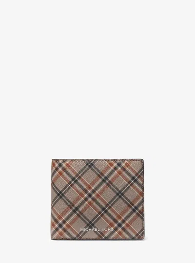 Michael Kors Outlet Cooper Plaid Print Wallet In Grey