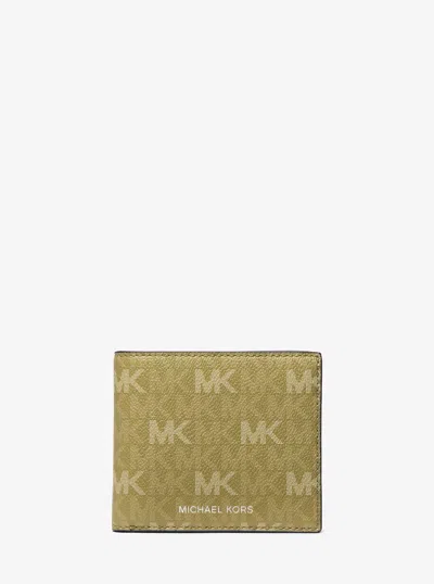 Michael Kors Outlet Cooper Printed Signature Logo Billfold Wallet In Multi