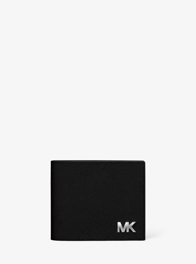 Michael Kors Outlet Cooper Saffiano Leather Billfold Wallet With Passcase In Black