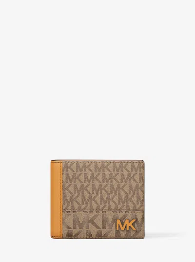 Michael Kors Outlet Cooper Signature Logo Billfold Wallet In Brown