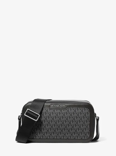 Michael Kors Outlet Cooper Signature Logo Crossbody Bag In Black