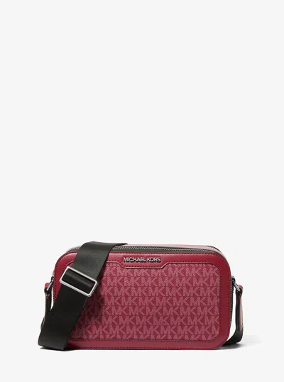 Michael Kors Outlet Cooper Signature Logo Crossbody Bag In Burgundy