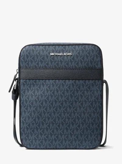 Michael Kors Outlet Cooper Signature Logo Flight Bag In Orange