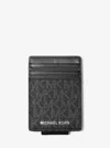 Michael Kors Outlet Cooper Signature Logo Money Clip Card Case In Black
