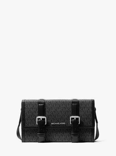 Michael Kors Outlet Cooper Signature Logo Trunk Crossbody Bag In Black