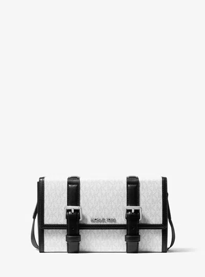 Michael Kors Outlet Cooper Signature Logo Trunk Crossbody Bag In White