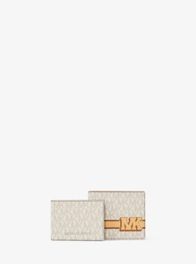 Michael Kors Outlet Cooper Striped Signature Logo Billfold Wallet With Passcase In Multi