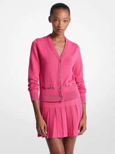 Michael Kors Outlet Cotton Blend Cardigan In Pink