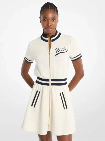 Michael Kors Outlet Cotton Blend Zip-up Mini Dress In Neutral