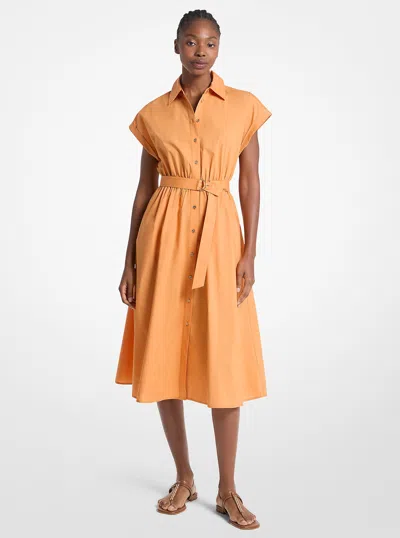 Michael Kors Outlet Cotton Poplin Midi Dress In Orange