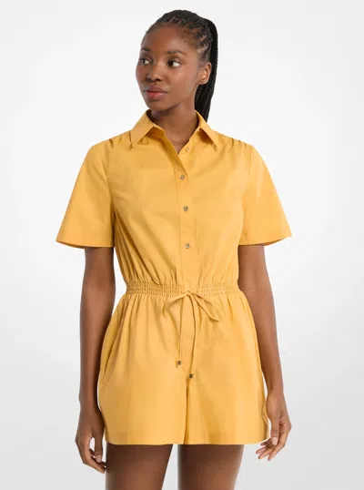 Michael Kors Outlet Cotton Poplin Romper In Orange